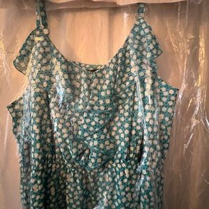 Teal light blue maxi small print dress